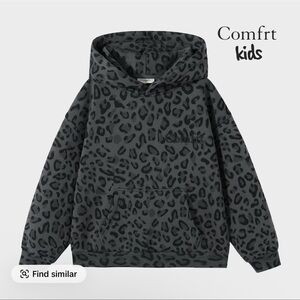 Comfrt Kids Charcoal Leopard Print Hoodie